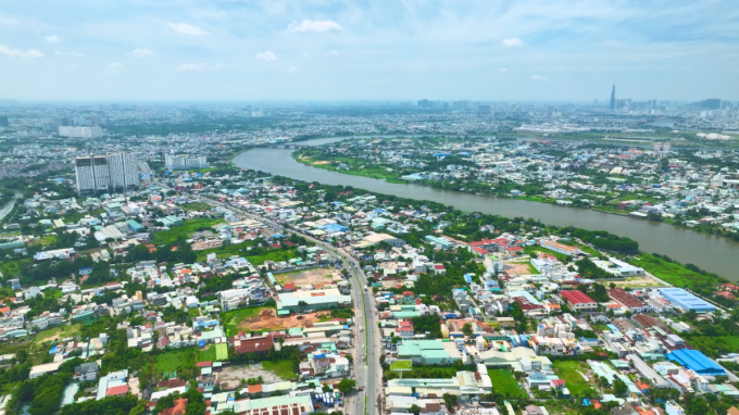 Một góc thành phố Thuận An từ trên cao.